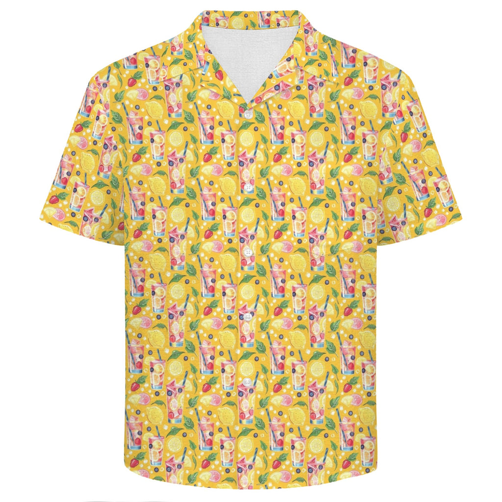 Tropical Fruit Drink Men's Crinkle Hawaiian Shirt