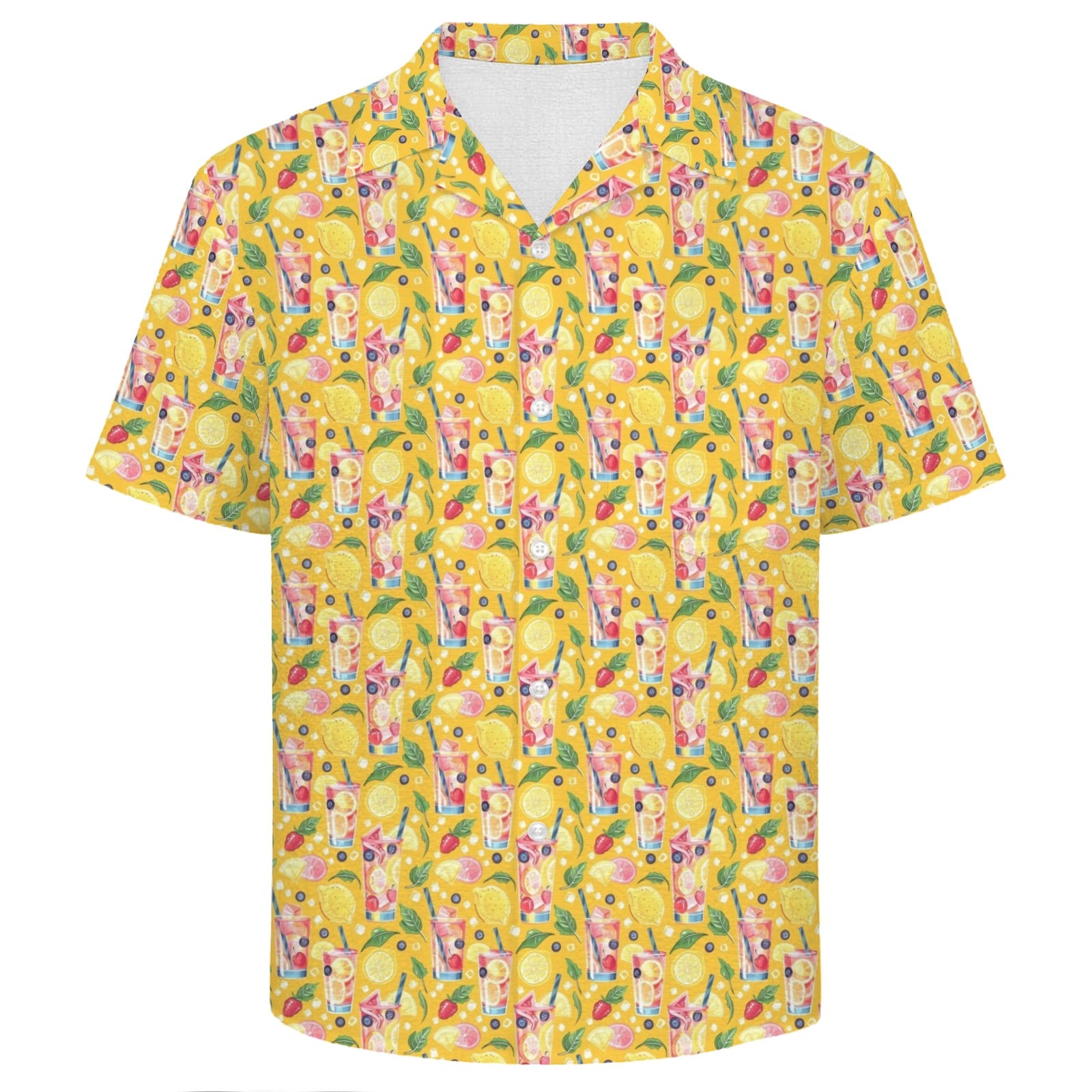Tropical Fruit Drink Men's Crinkle Hawaiian Shirt