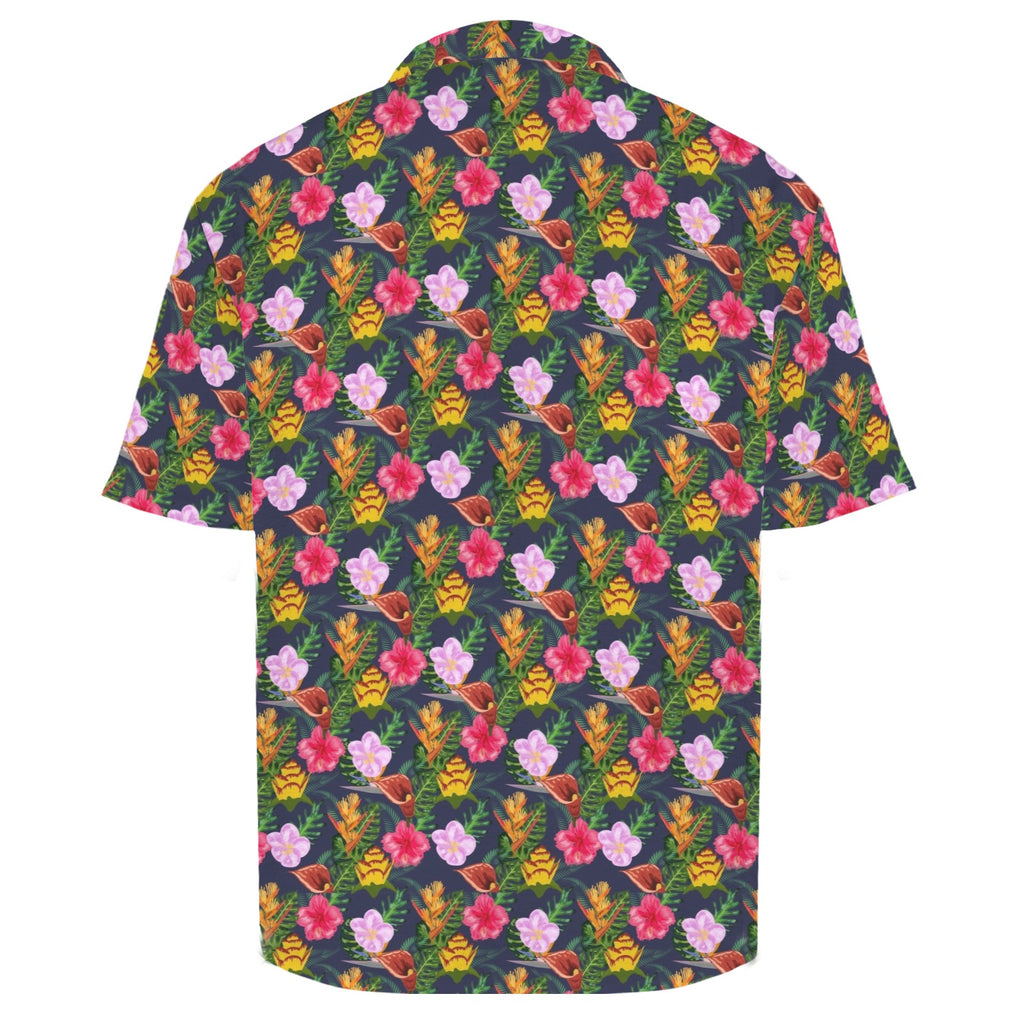 Tropical Floral Men's Crinkle Hawaiian Shirt
