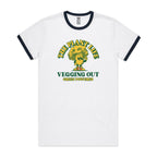 The Plant Life, Vegetarian - Staple Ringer Tee White Navy Ringer T-Shirt Food Plants Printed In Australia