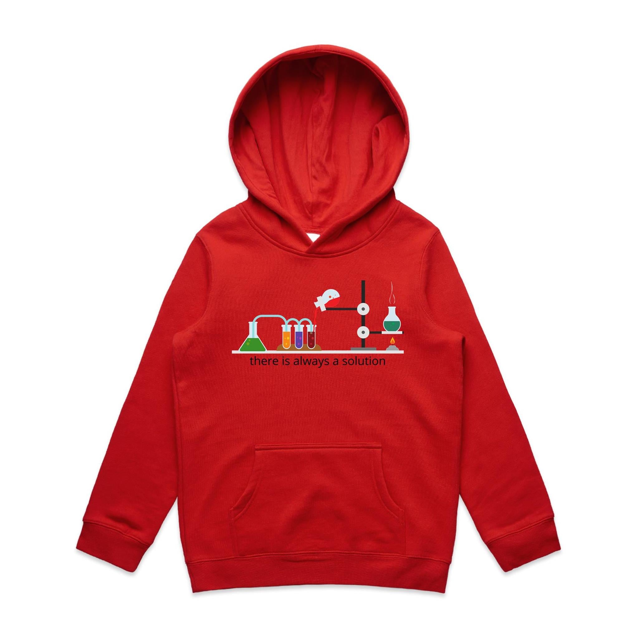There Is Always A Solution, Science - Kids Hoodie Red Kids Hoodie Printed In Australia