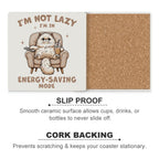 Cat Energy Saving Mode - Ceramic Coasters (Square) Ceramic Coasters animal Printed Offshore