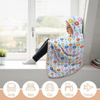 Abstract Cute Flowers Kids Hooded Blanket 100cm x 130cm