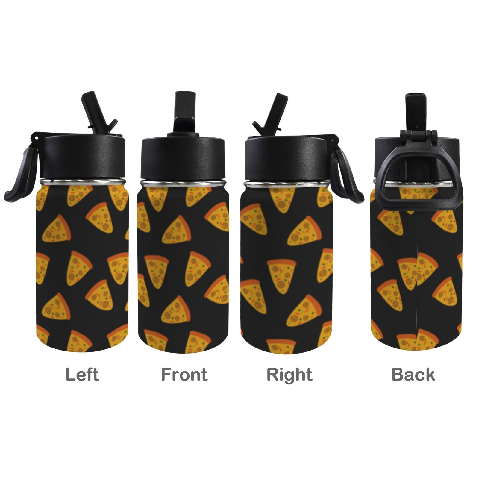 Pizzas 12oz Kids Water Bottle with Straw Lid