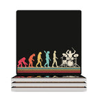 Drummer Evolution - Ceramic Coasters (Square) white Ceramic Coasters Music Printed Offshore