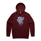 I Rock - Mens Hoodie Burgundy Mens Hoodie Music Printed In Australia