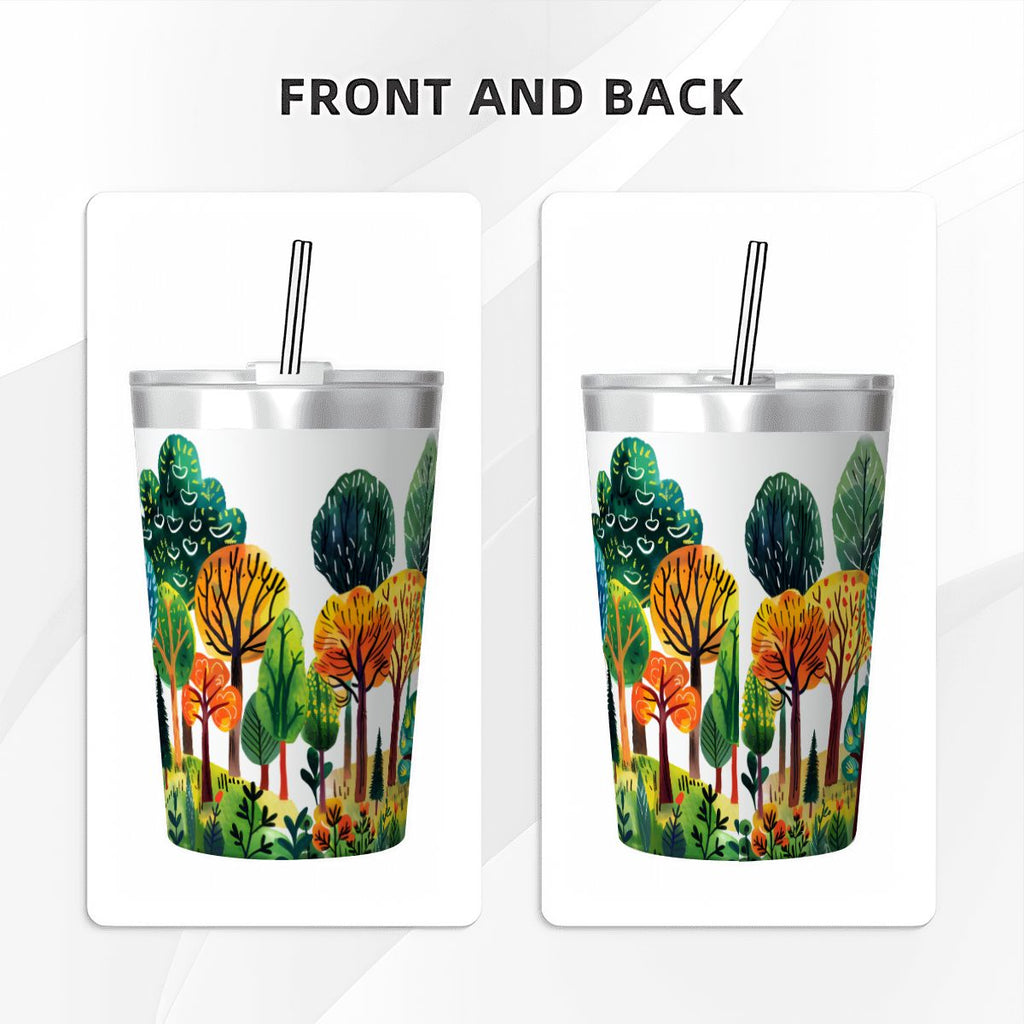 Colourful Forest Trees Small Stainless Steel Travel Mug Cup 12oz/350ml
