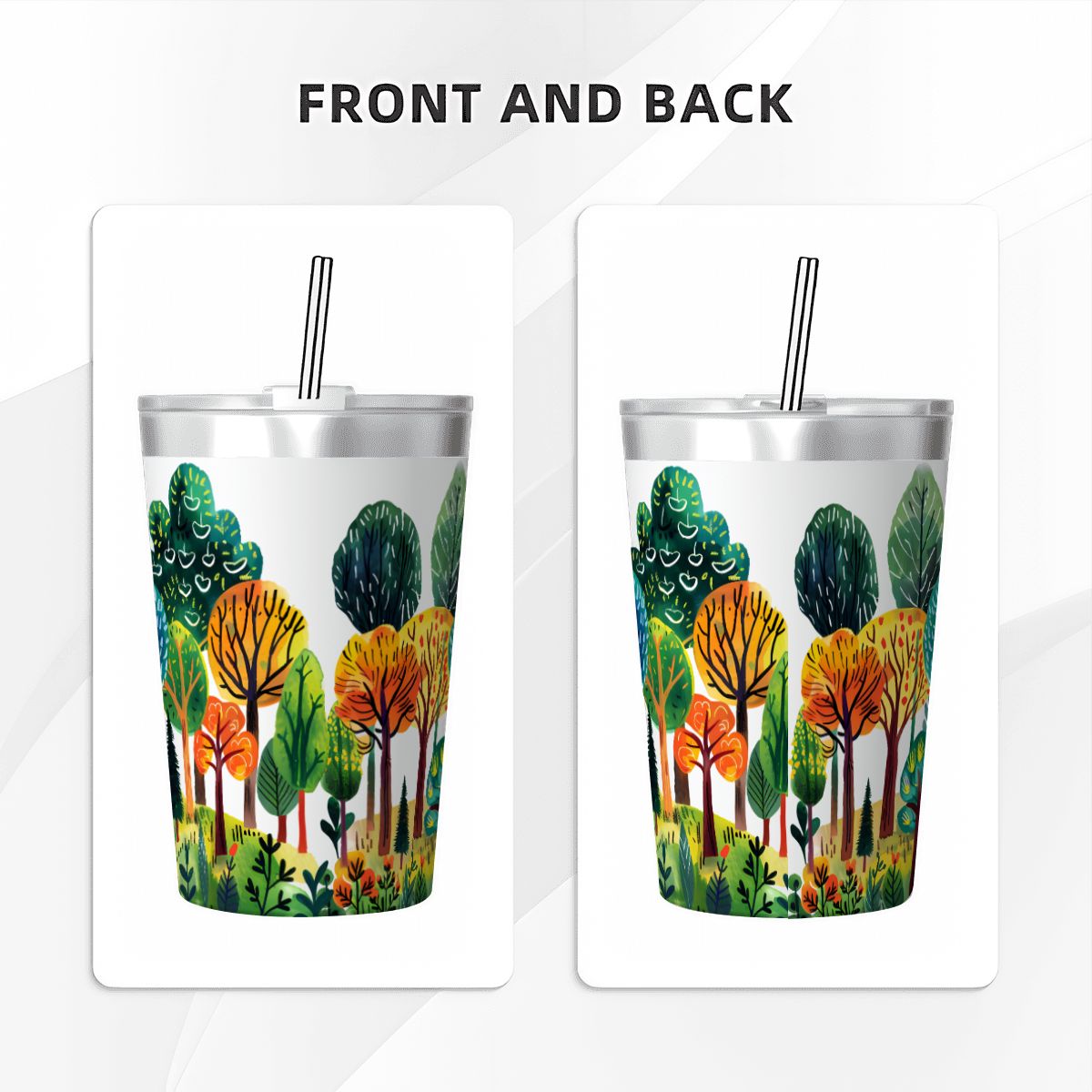 Colourful Forest Trees Small Stainless Steel Travel Mug Cup 12oz/350ml
