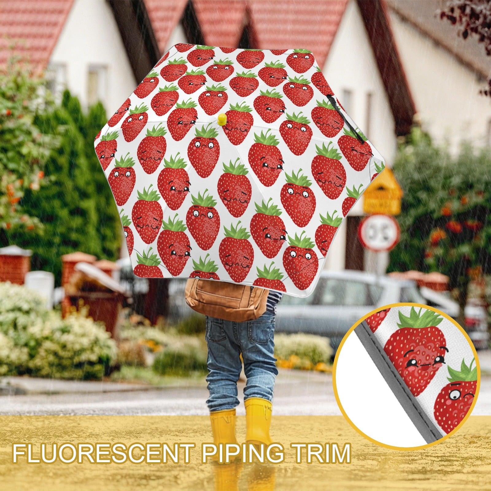 Strawberry Characters Kids Safe Round Corner Umbrella Kids Safe Round Corner Umbrella Food Printed Offshore