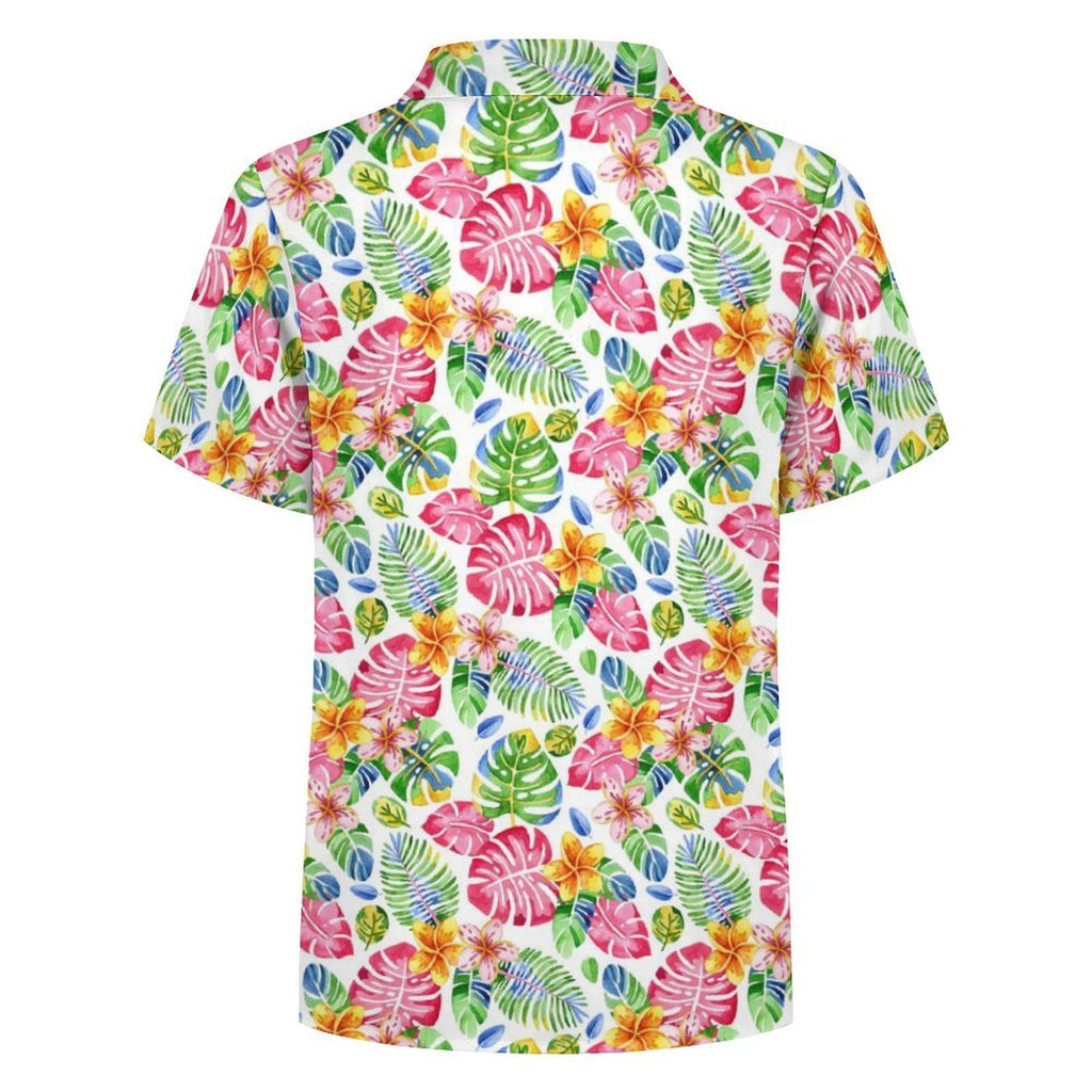 Bright Painted Tropical Kids Cotton Short Sleeve Shirt