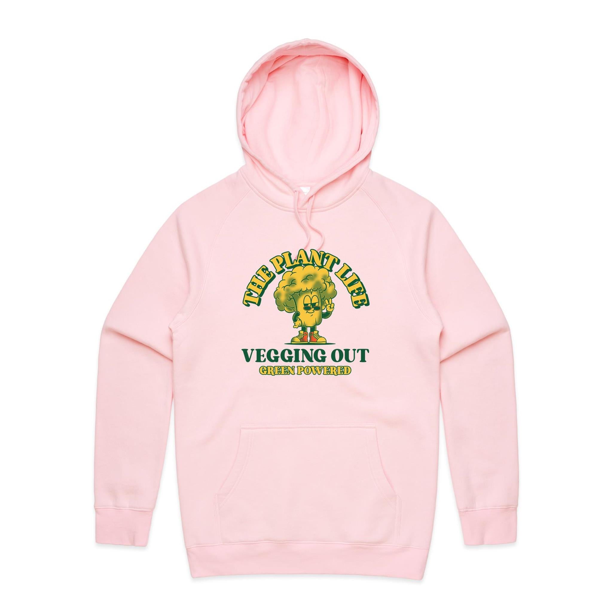 The Plant Life, Vegan - Mens Hoodie Pink Mens Hoodie Printed In Australia