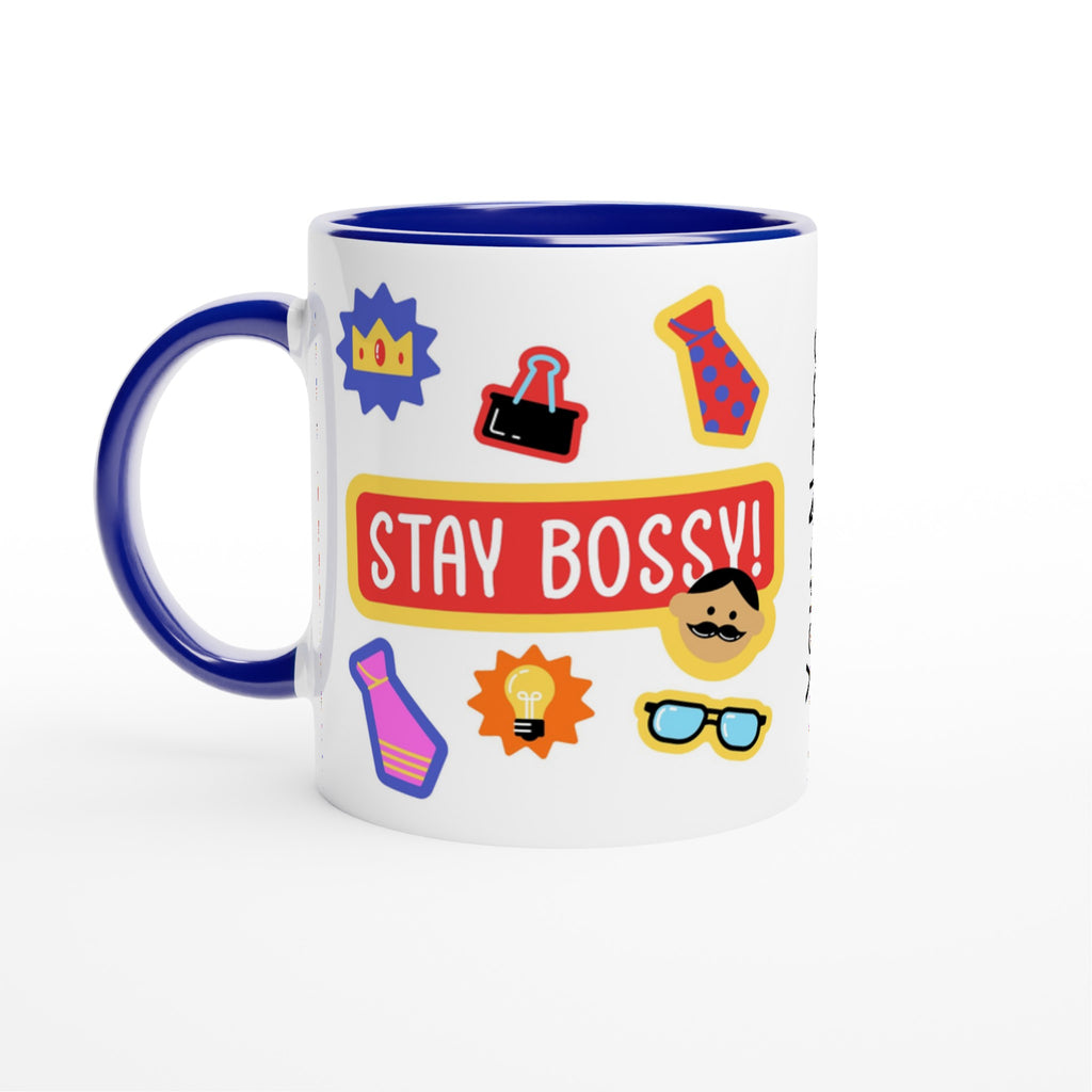 Personalised - Stay Bossy, Boss Mug - White 11oz Ceramic Mug with Colour Inside Personalised Mug Customise Funny Personalise
