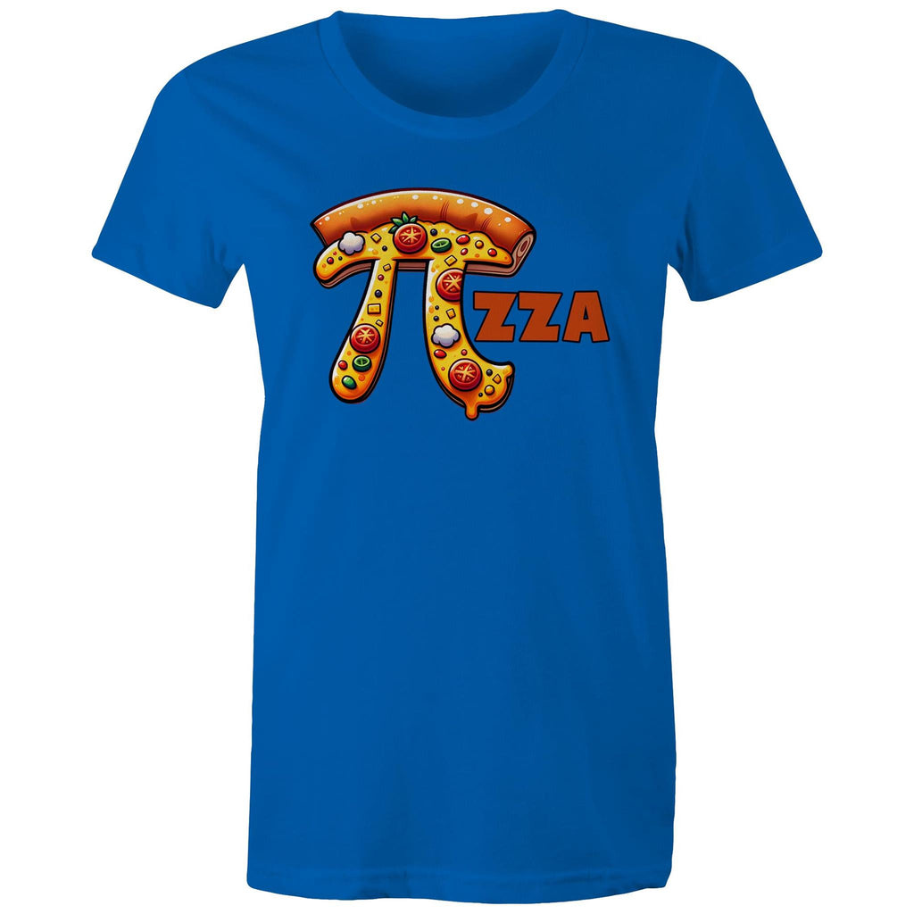 Pi Pizza - Womens T-shirt Bright Royal Womens T-shirt Food Maths Printed In Australia Science