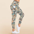 Diamond Cat Pattern - Women's High Waist Pockets Yoga Leggings