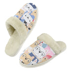 Dog Crowd Men's Fur Trim Thick-Sole Indoor Slippers 2XL Men's Fur Trimmed Slippers animal Printed Offshore