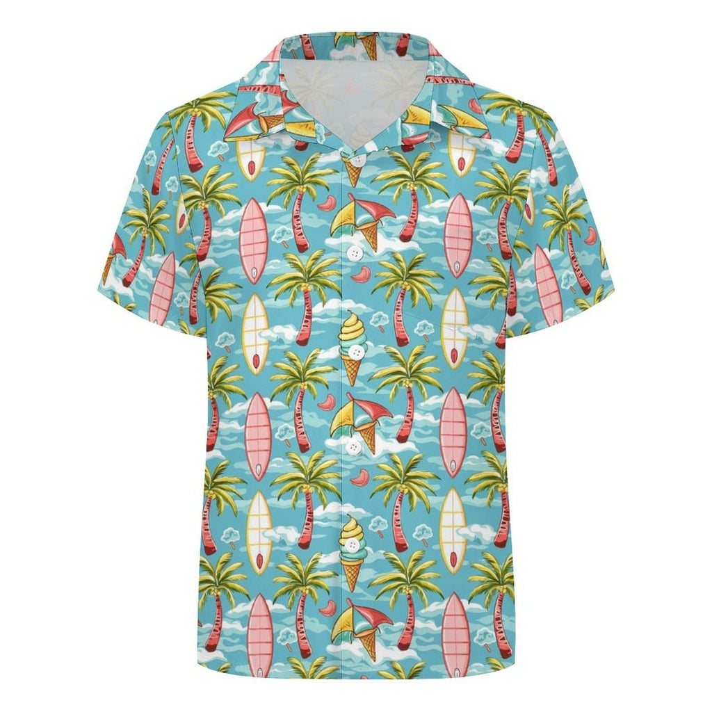 Summer Surf Kids Youth Short Sleeve Button Up Shirt