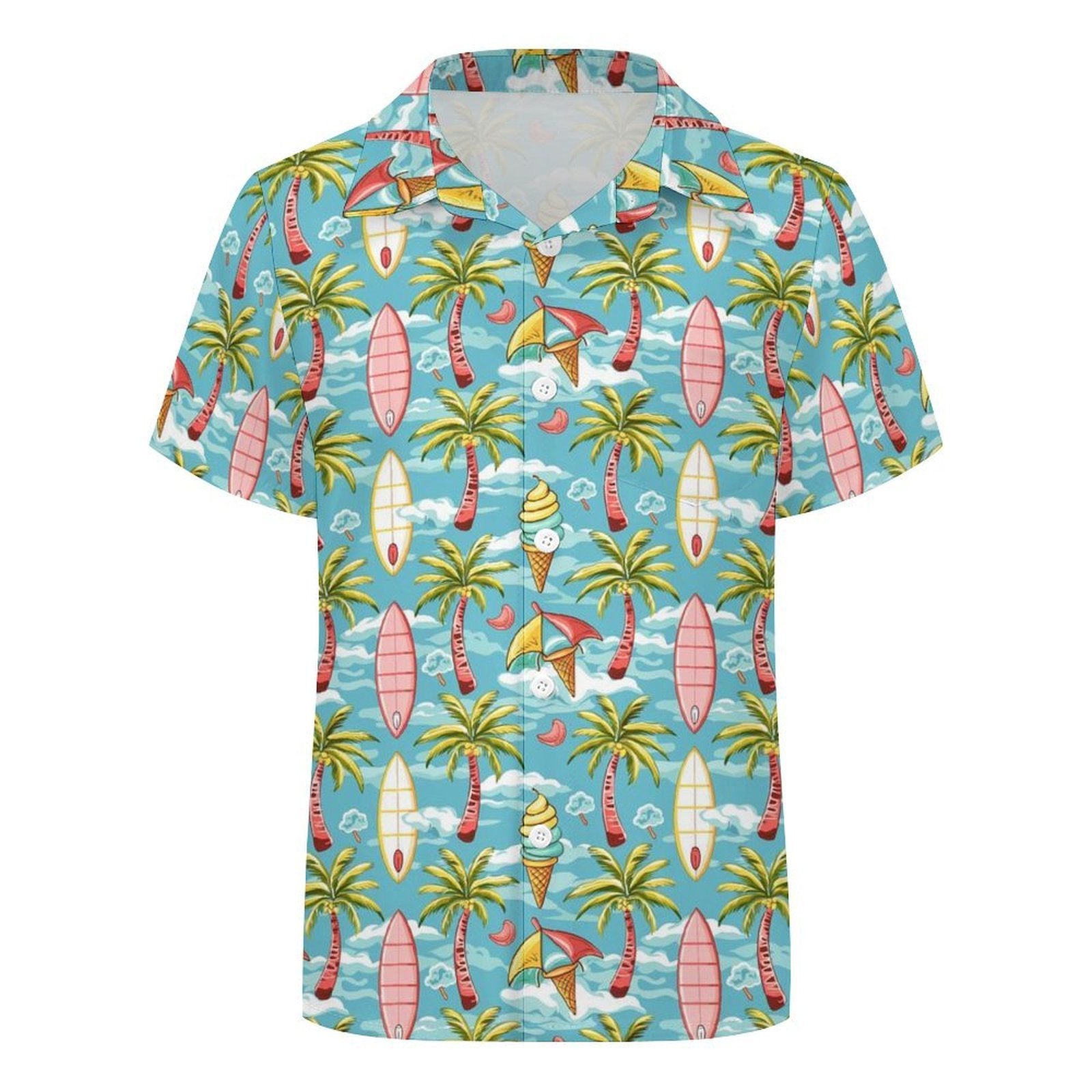 Summer Surf Kids Youth Short Sleeve Button Up Shirt