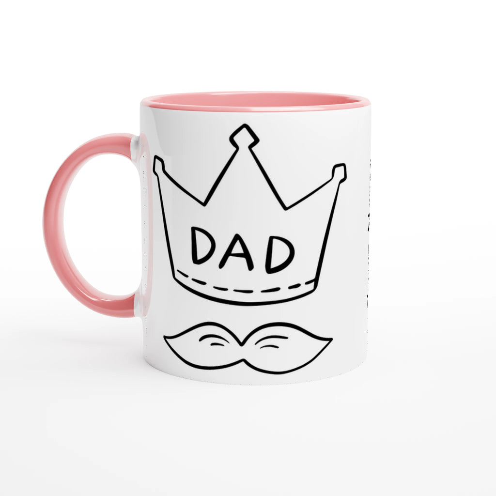 Personalised - Dad Crown And Moustache - White 11oz Ceramic Mug with Color Inside Personalised Mug Customise Dad Globally Fulfilled Personalise