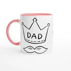 Personalised - Dad Crown And Moustache - White 11oz Ceramic Mug with Color Inside Personalised Mug Customise Dad Globally Fulfilled Personalise