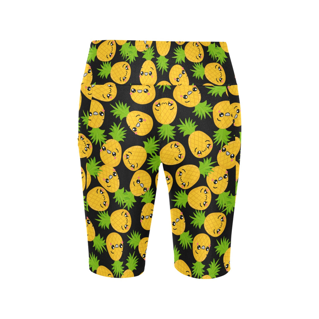 Cool Pineapples Women's Bike Shorts With Side Pockets Women's Bike Shorts Food Printed Offshore