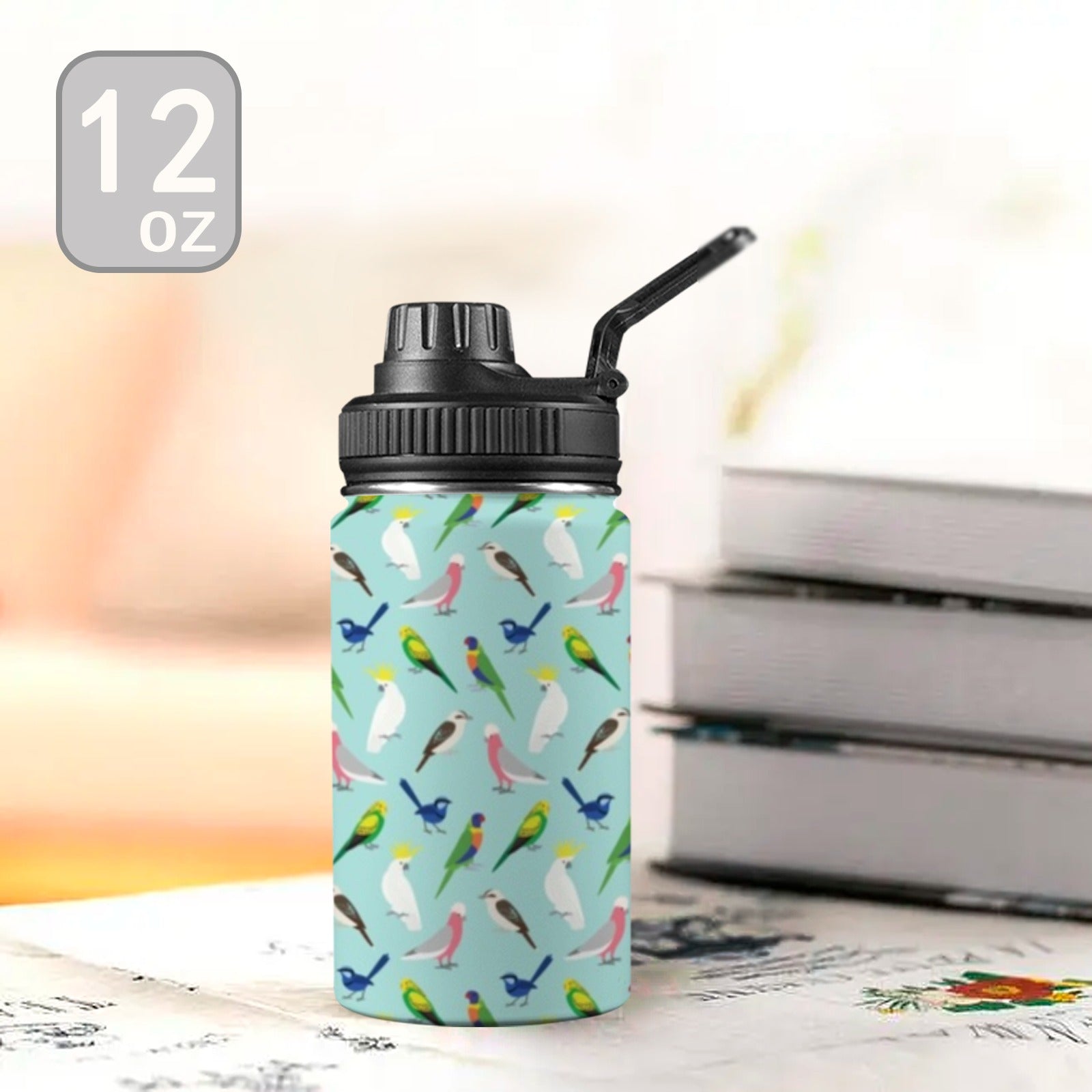 Australian Birds Kids Water Bottle with Chug Lid (12 oz) Kids Water Bottle with Chug Lid animal Australia Birds Printed Offshore