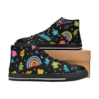 Rainbows And Flowers Women's High Top Canvas Shoes Womens Classic High Top Shoes Printed Offshore