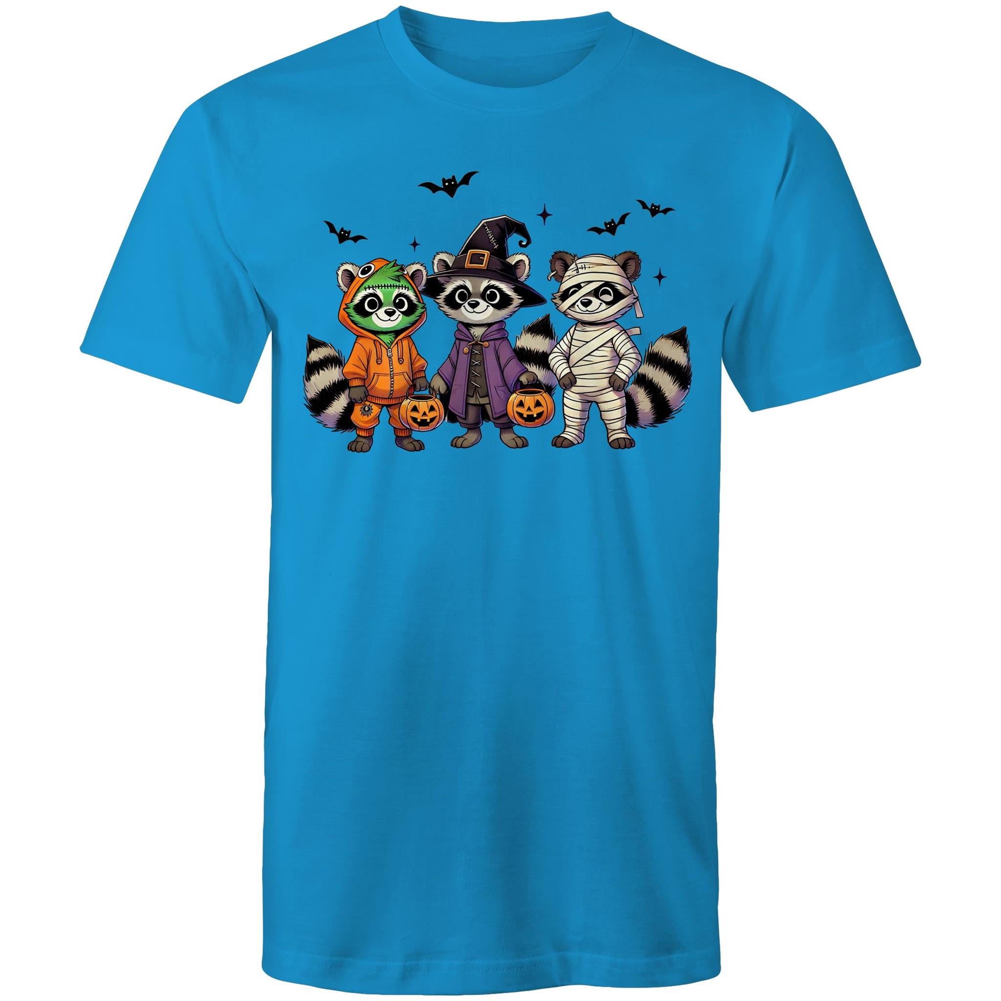 Halloween Raccoons - Mens T-Shirt Arctic Blue Mens T-shirt Halloween Printed In Australia