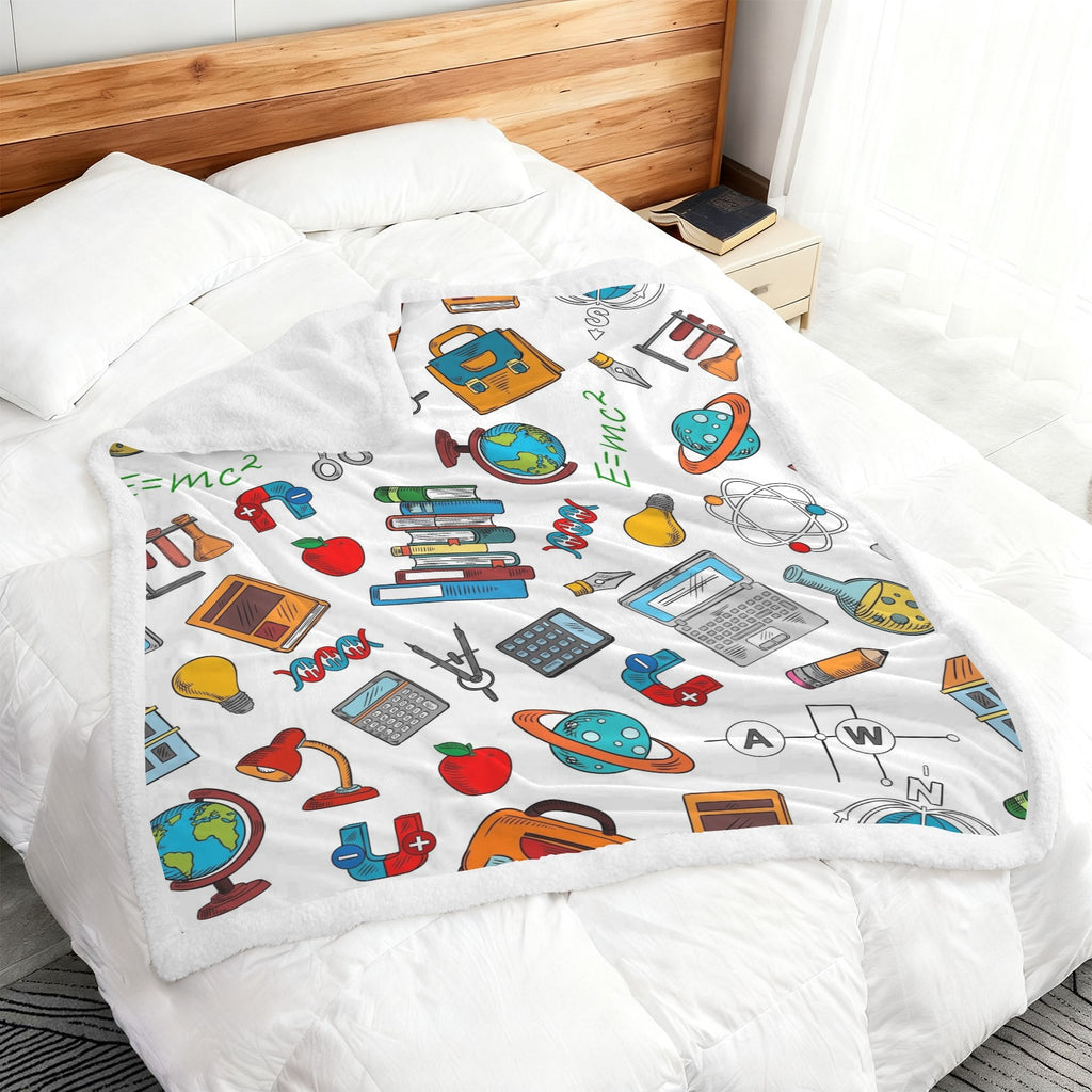 School Time, Teacher Life - Double-Layer Fleece Blanket 51"x59"