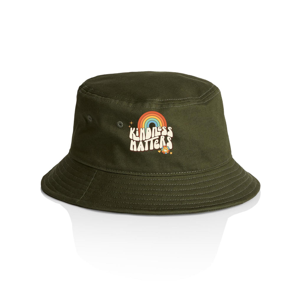 Kindness Matters - AS Colour Bucket Hat Army One Size As Colour Bucket Hat Kindness Printed In Australia