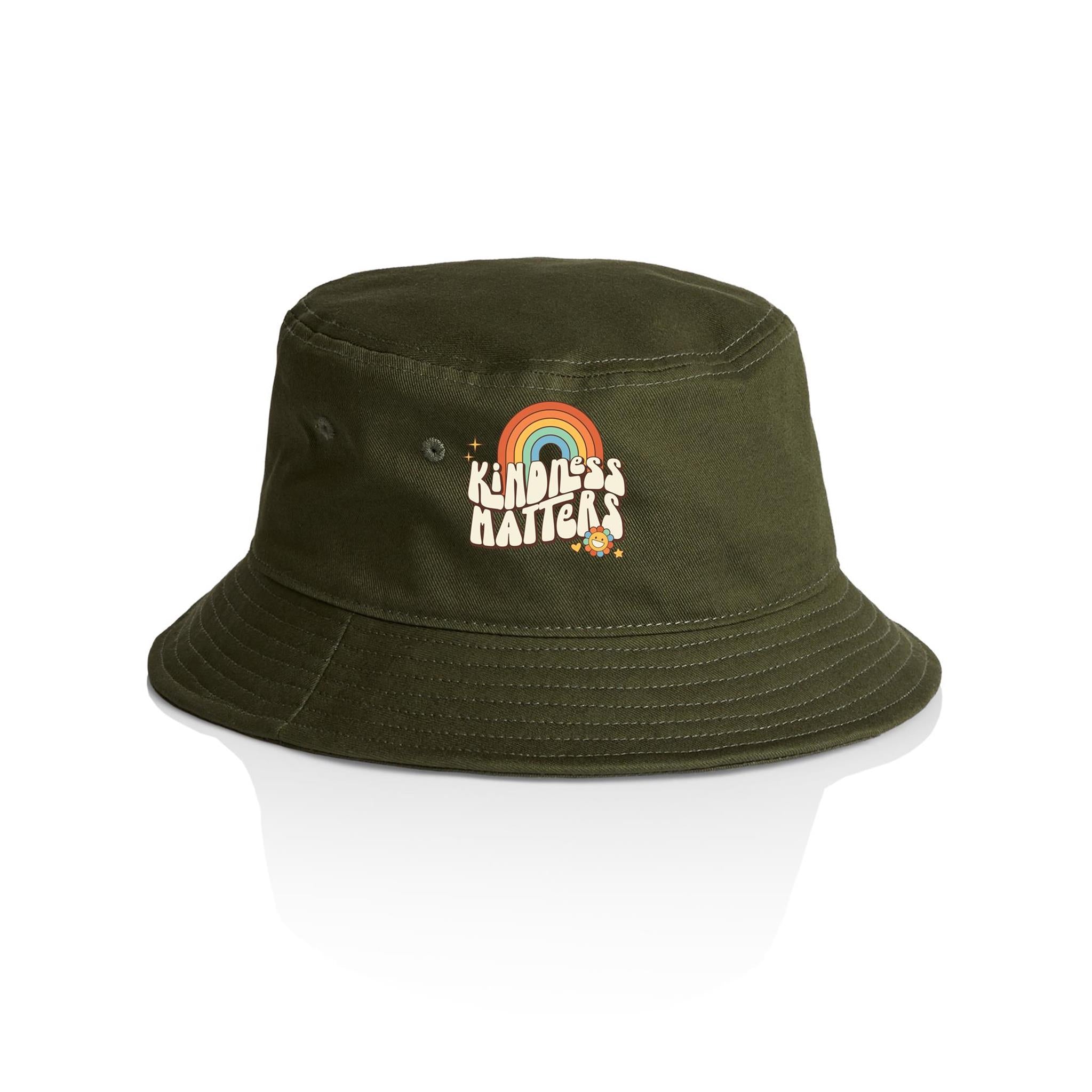Kindness Matters - AS Colour Bucket Hat Army One Size As Colour Bucket Hat Kindness Printed In Australia