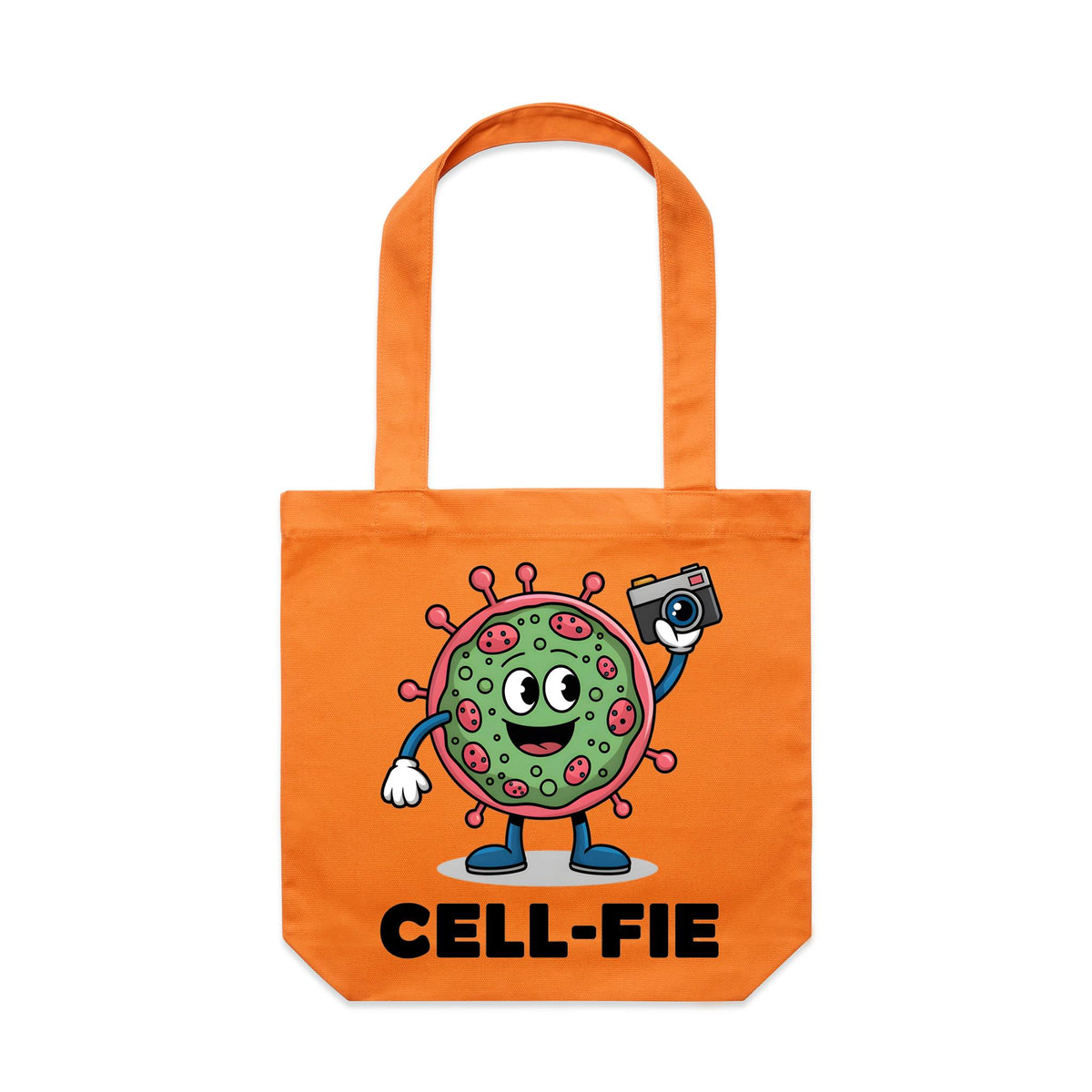 Cell-fie Cell Selfie Canvas Tote Bag Orange One Size Tote Bag Printed In Australia Science