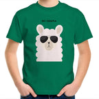 No Drama Llama - Kids Youth T-Shirt Kelly Green Kids Youth T-shirt animal Printed In Australia