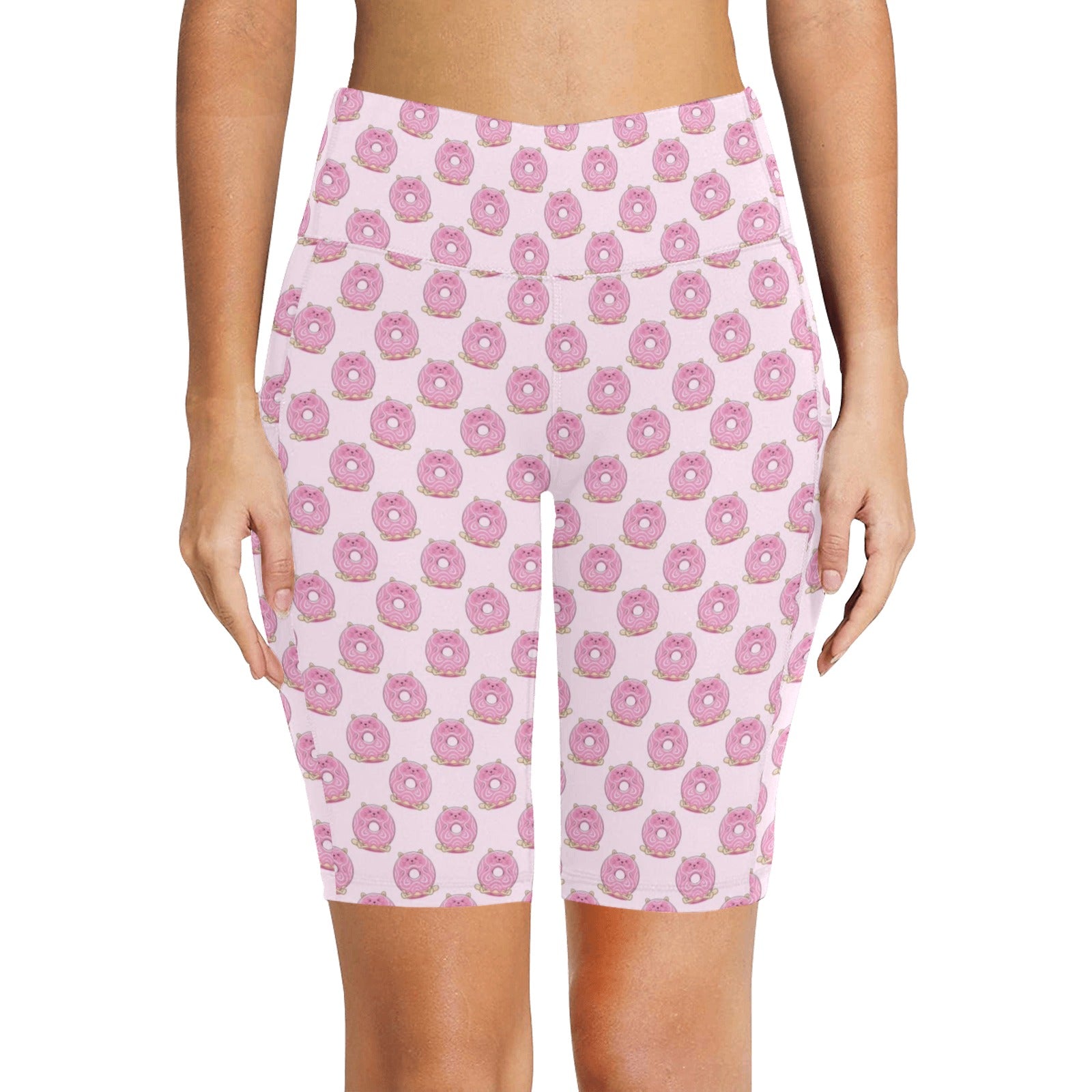 Pink Cat Doughnuts Women's Bike Shorts With Side Pockets