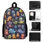 Cartoon Monsters - Three Piece Backpack Set