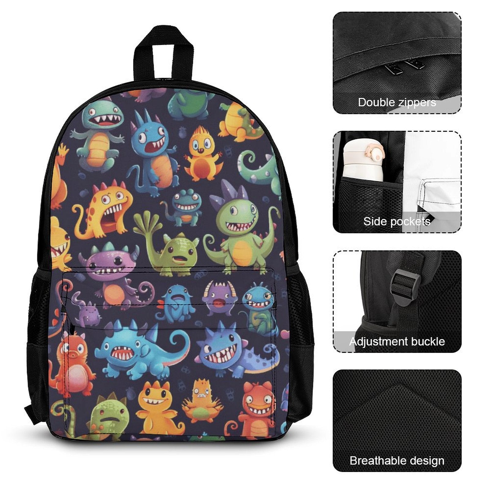 Cartoon Monsters - Three Piece Backpack Set