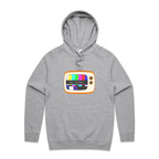 Retro TV, No Signal - Mens Hoodie Grey Marle Mens Hoodie Printed In Australia Retro Tech