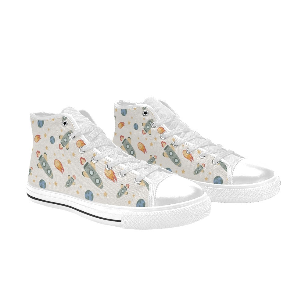 Rockets Men's High Top Canvas Shoes Men's Classic High Top Canvas Shoes Printed Offshore Space