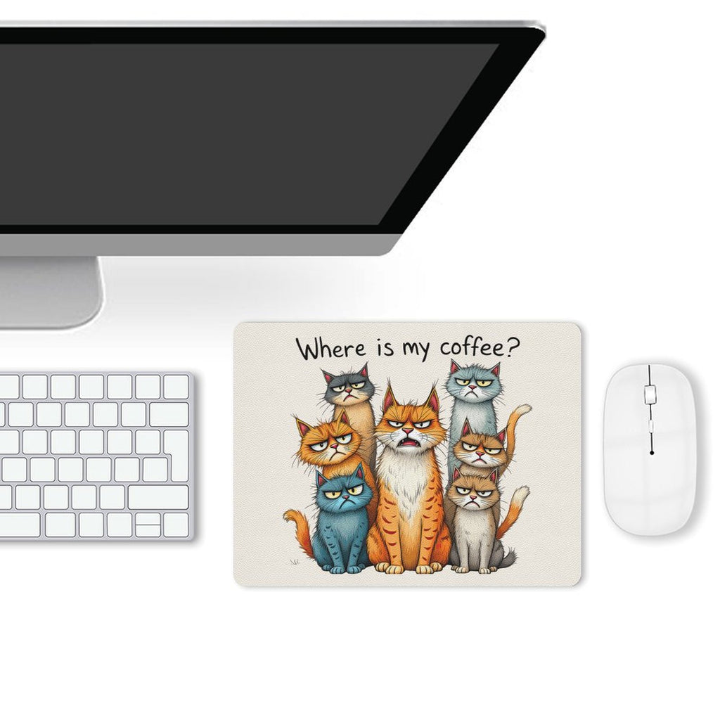 Where Is My Coffee, Cats Leather Mouse Pad Leather Mouse Pad animal Coffee Printed Offshore