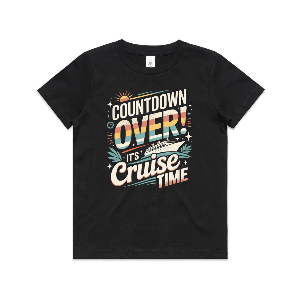 Countdown Over, It's Cruise Time Kids Cruise T-shirt Black Kids Cruise T-shirt Cruise Printed In Australia