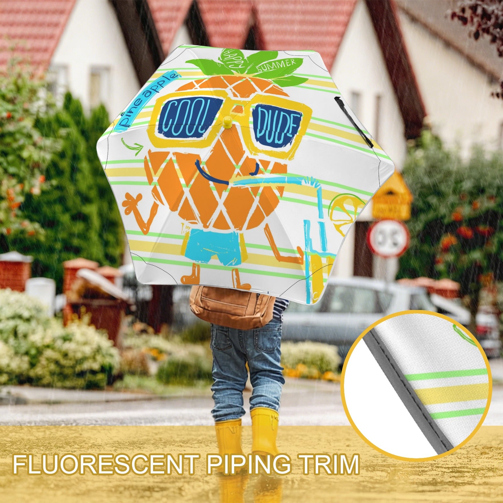 Pineapple Cool Dude Kids Safe Round Corner Umbrella Kids Safe Round Corner Umbrella Printed Offshore