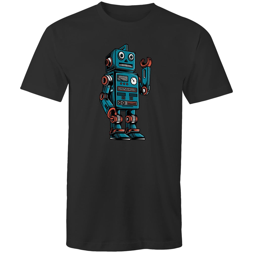 Robot - Mens T-Shirt Black Mens T-shirt Printed In Australia Sci Fi