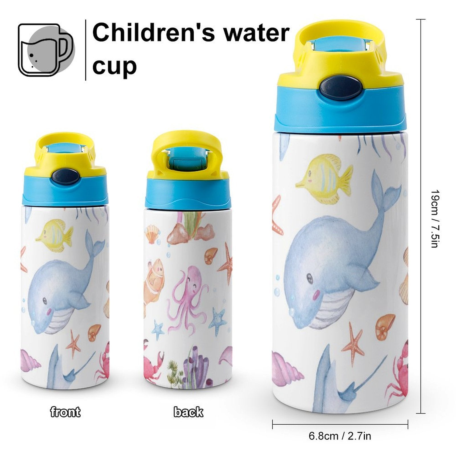 Under The Sea - Little Kids Water Bottle Little Kids Water Bottle animal Ocean Printed Offshore