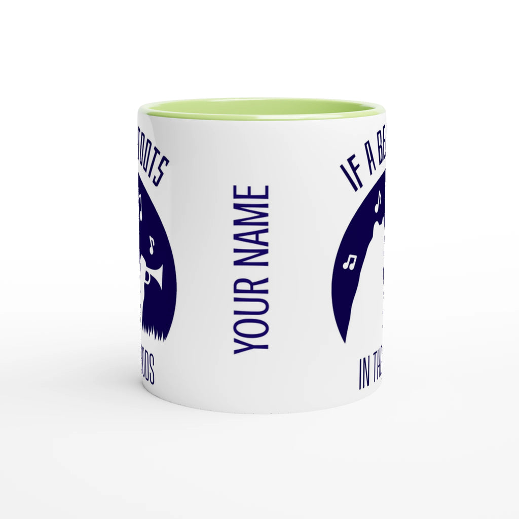 Personalised - If A Bear Toots In The Woods, Trumpet Player - White 11oz Ceramic Mug Personalised Mug animal customise Globally Fulfilled Music personalise