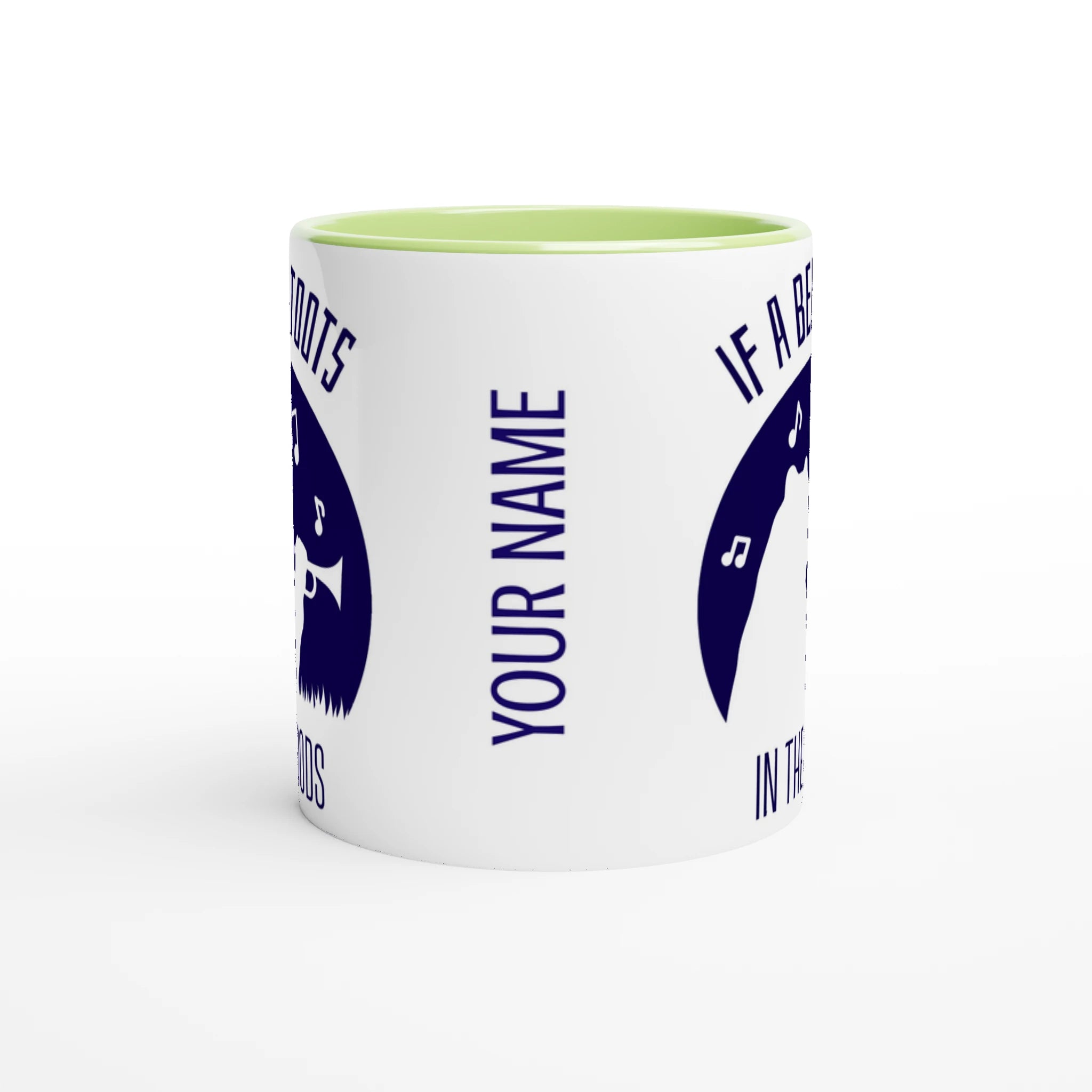 Personalised - If A Bear Toots In The Woods, Trumpet Player - White 11oz Ceramic Mug Personalised Mug animal customise Globally Fulfilled Music personalise