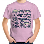 Sea Creatures - Kids Youth T-Shirt Pink Kids Youth T-shirt animal Printed In Australia