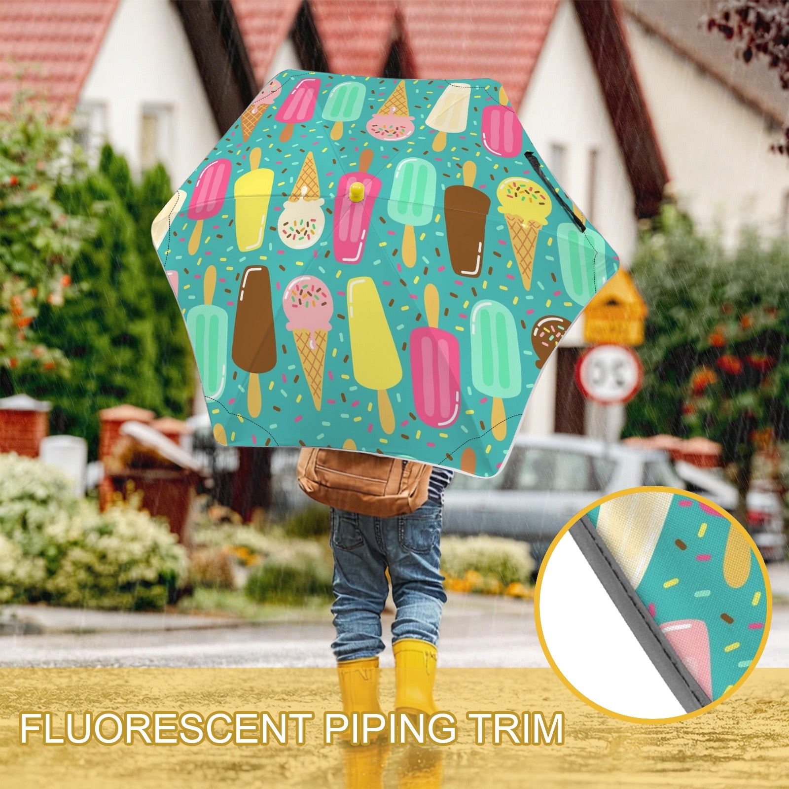 Ice Cream Kids Safe Round Corner Umbrella Kids Safe Round Corner Umbrella Food Printed Offshore