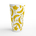 Happy Bananas - White Latte 17oz Ceramic Mug Latte Mug Food Globally Fulfilled