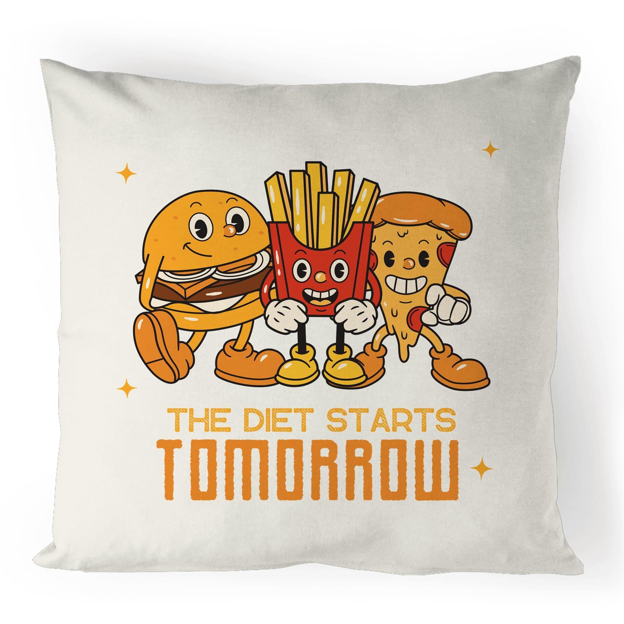 The Diet Starts Tomorrow - 100% Linen Cushion Cover Default Title Linen Cushion Covers Food Printed In Australia