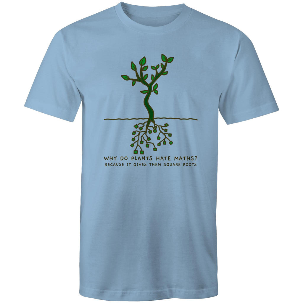 Square Roots, Maths - Mens T-Shirt Carolina Blue Mens T-shirt Maths Printed In Australia