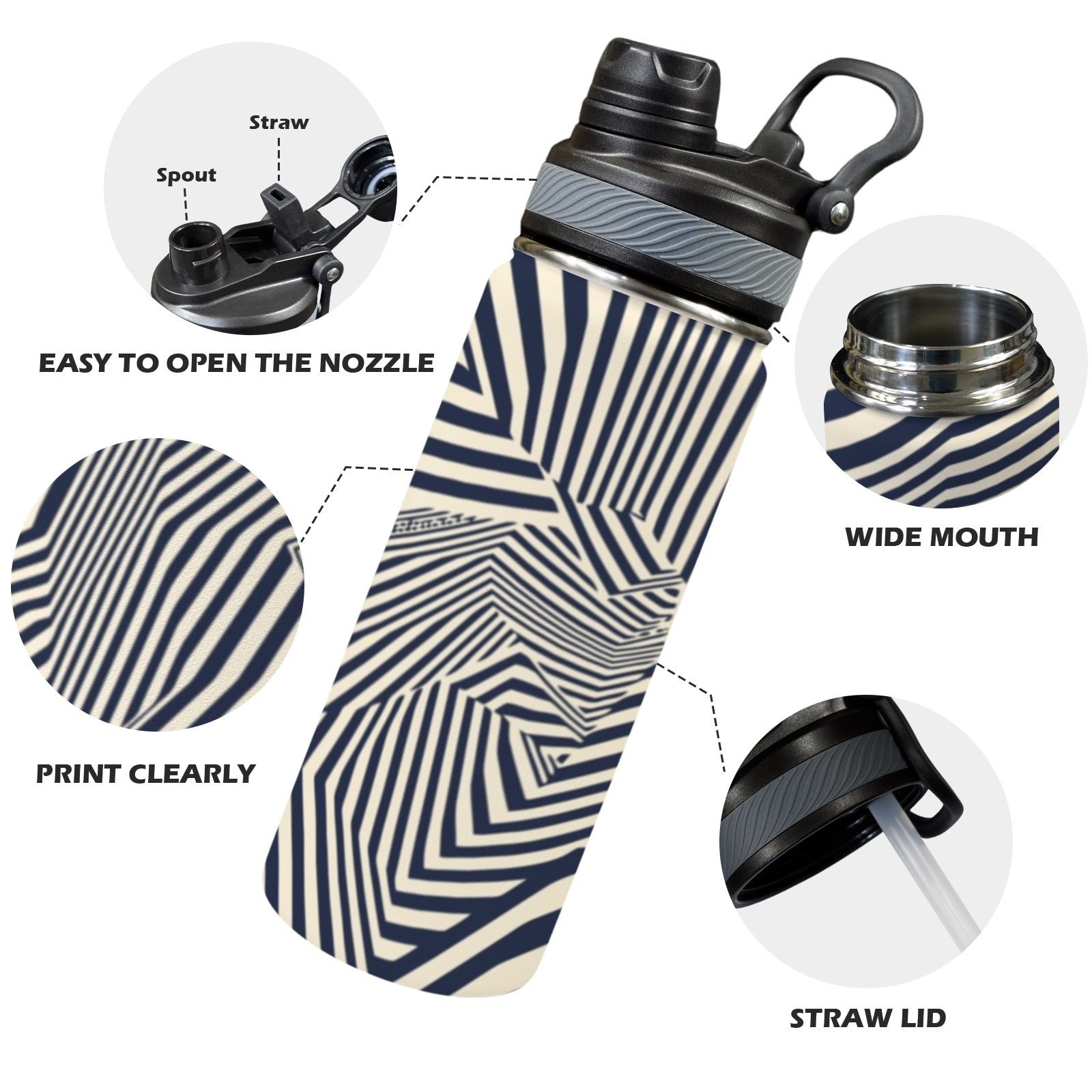 Crazy Geometric - Insulated Water Bottle with Dual-Use Lid (18oz) Insulated Water Bottle with Dual-Use Lid (18oz) Printed Offshore